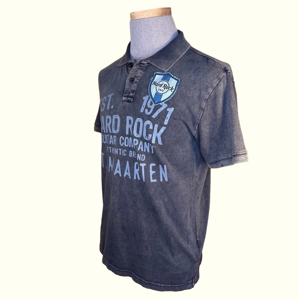 Hard Rock Cafe Guitar Co. Manufacturer Distressed St. Maarten Polo W/ Pa… - Picture 12 of 12